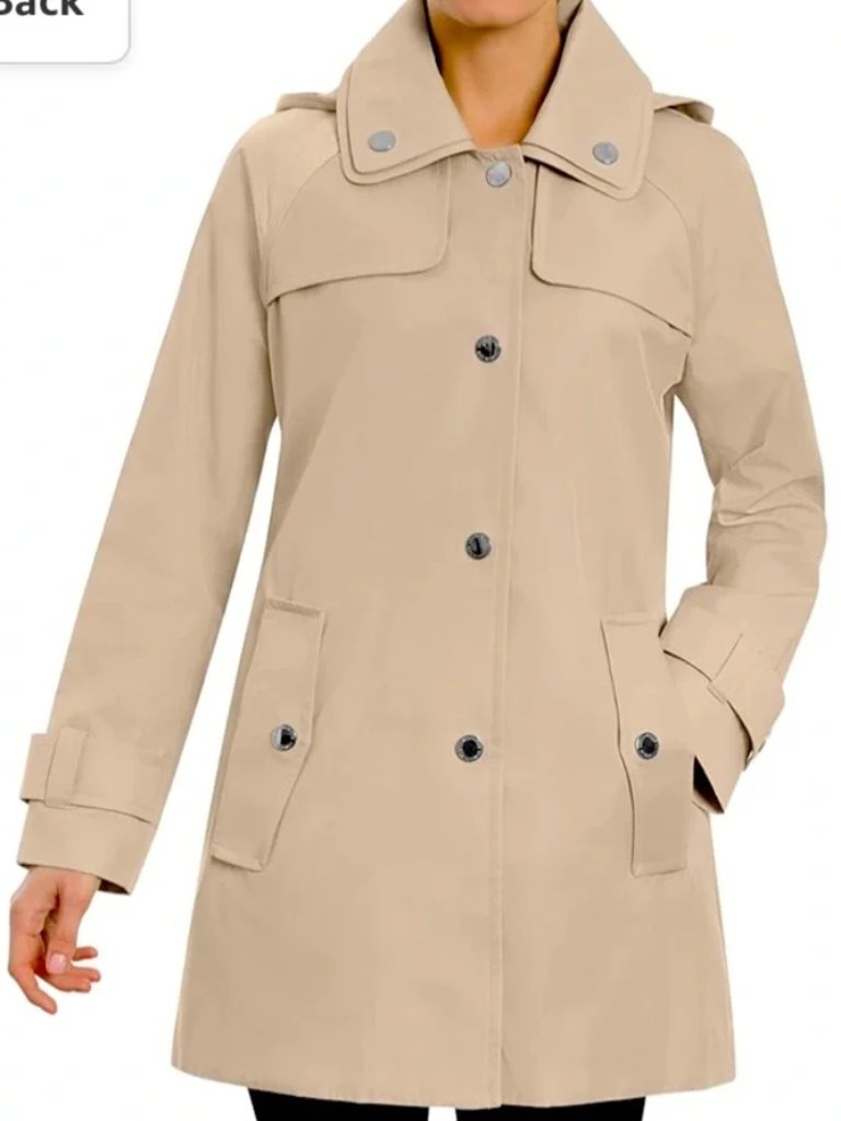 Nwt London Fog Women's Mid Length Rain Coat Stone Color Size L
